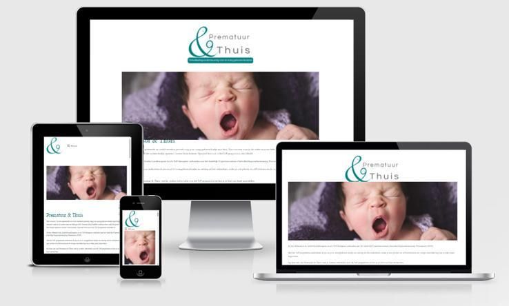 Website prematuurenthuis.nl weergegeven op verschillende devices.