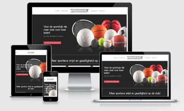 Website sportladder.nl weergegeven op verschillende devices.