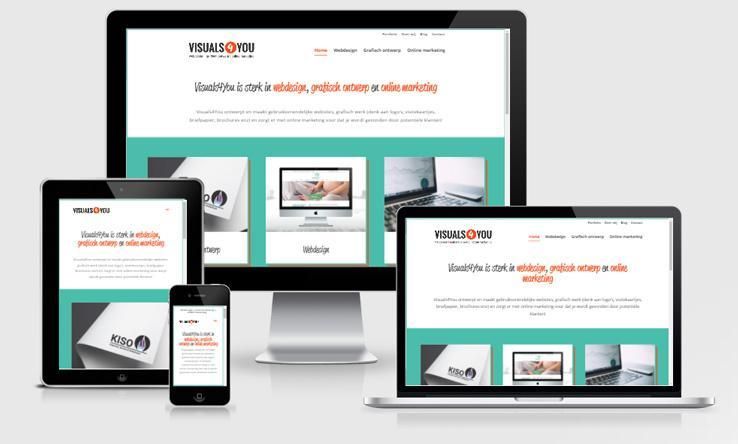 Website visuals4you.nl weergegeven op verschillende devices.